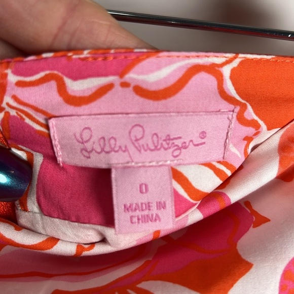 Lilly Pulitzer Callie Floral Ruffled Mini Skirt Size 0 Tango Orange - Picture 7 of 9